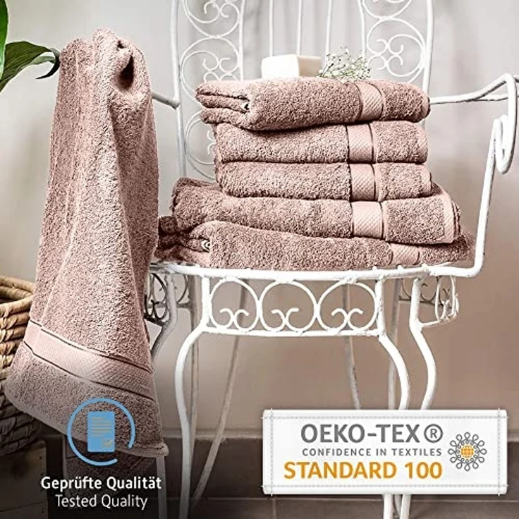 Komfortec Handtuch Set 100% Baumwolle, 2er Badetücher 70x140 cm und 4er Handtücher 50x100 cm, Frottee (Set, 6-St), Weich – Bild 6