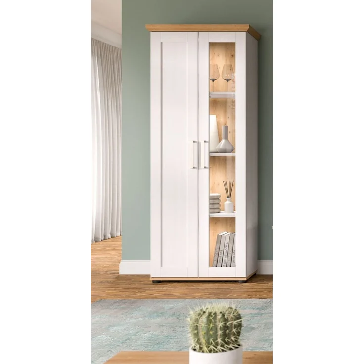 Vitrine Mirano in weiß Lärche Landhaus 64 x 161 cm – Bild 5