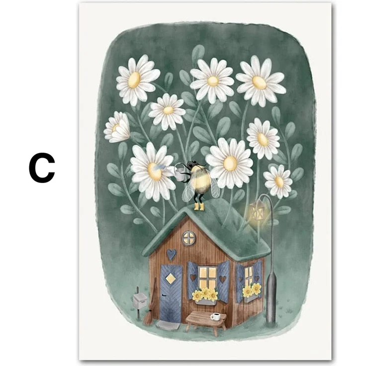 Frosch beim Angeln · Glühwürmchen Blume & schlafendes Eichhörnchen · Dekoprint ohne Rahmen - D / 40x60cm – Bild 4
