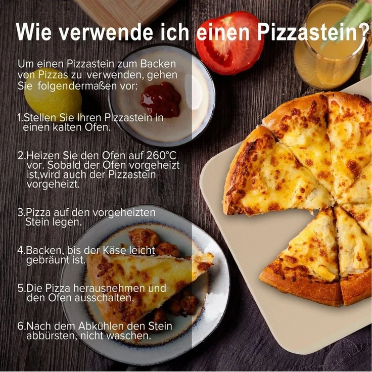 Melko Pizzastein Brotbackstein Pizzastein aus Cordierit 30x38 CM für Gasgrill Steinofen, Cordierit, (Stück, 1-St, Stück), Geruchlos, nicht verformend – Bild 3