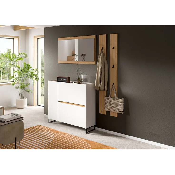 Garderobenkombination B/H/T: 192x172x32 cm in weiß Nachbildung und Artisan Oak Nachbildung – Bild 5