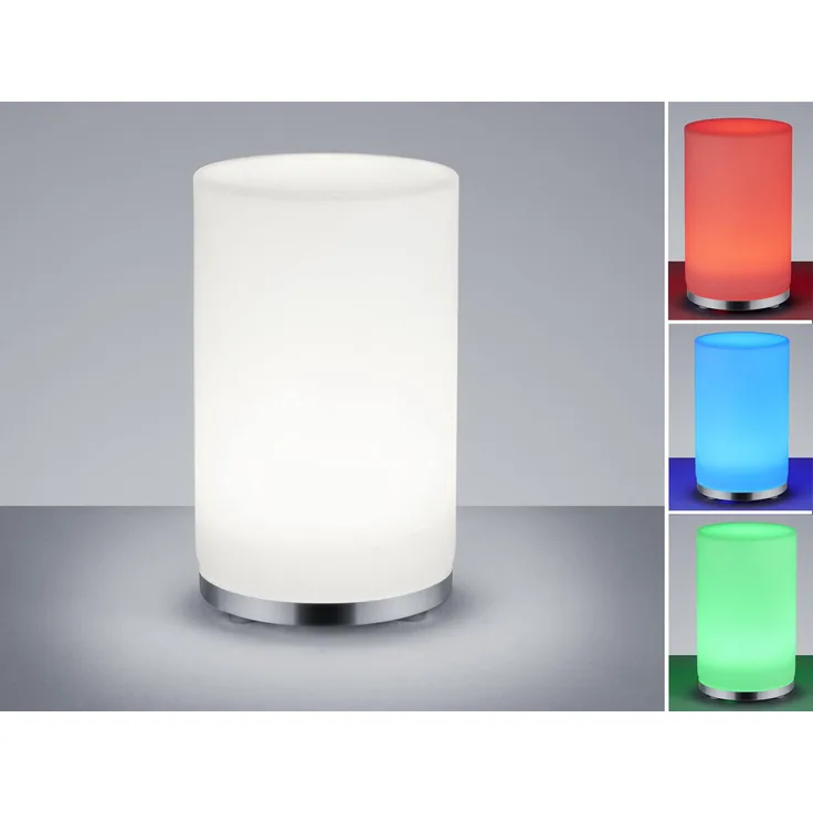 TRIO Leuchten LED Tischleuchte John, Farbwechsel, LED fest integriert, Warmweiß, Nachttischlampe, Glasschirm, inkl. Fernbedienung, warmweiß 3000 Kelvin