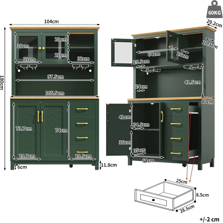 Seitenboard Küchenschrank Buffetschrank mit LED – Bild 2