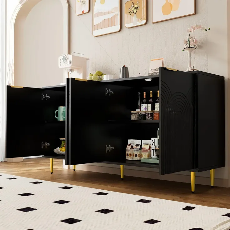 Sideboard (160/40/80 cm) Mehrzweckschrank mit Türen, Küchenschrank, Aufbewahrungsschrank, Wohnzimmerschrank, matt – Bild 4