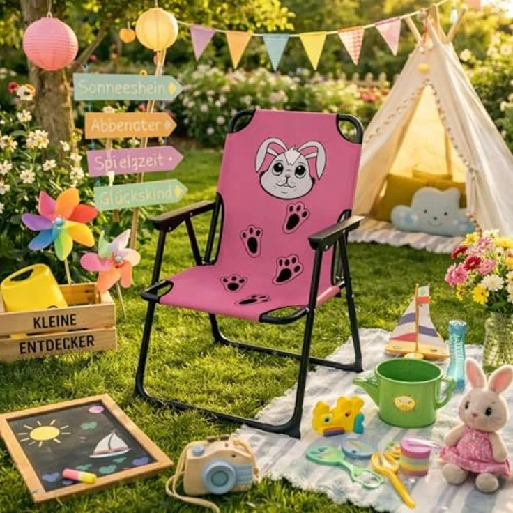 Kinder Campingstuhl Klappstuhl Gartenstuhl Campingstuhl Outdoor Hase – Bild 1