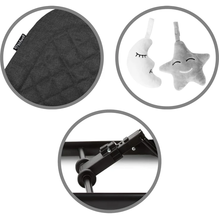 COIL Babywippe – Verstellbare, Ergonomische Baby Wippe ab Geburt bis 9 kg – Tragbare, Schaukelstuhl Baby Babyschaukel mit 3-Punkt-Gurt, Anti-Rutsch-Elementen und abnehmbarem Spielzeug (Schwarz) – Bild 7