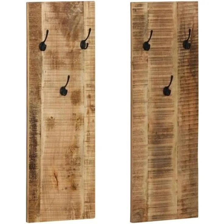 vidaXL Wandgarderobe 2 Stk. Mangoholz Massiv 36x110x3 cm 246025