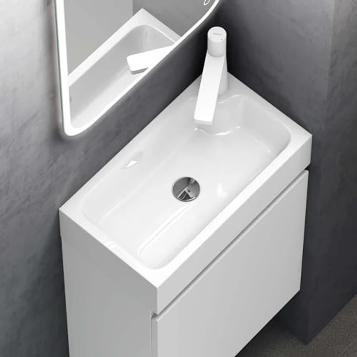 doporro Badmöbel-Set mit Waschbecken Waschtischunterschrank Wandmontage SoftClose Pisa02 – Bild 5