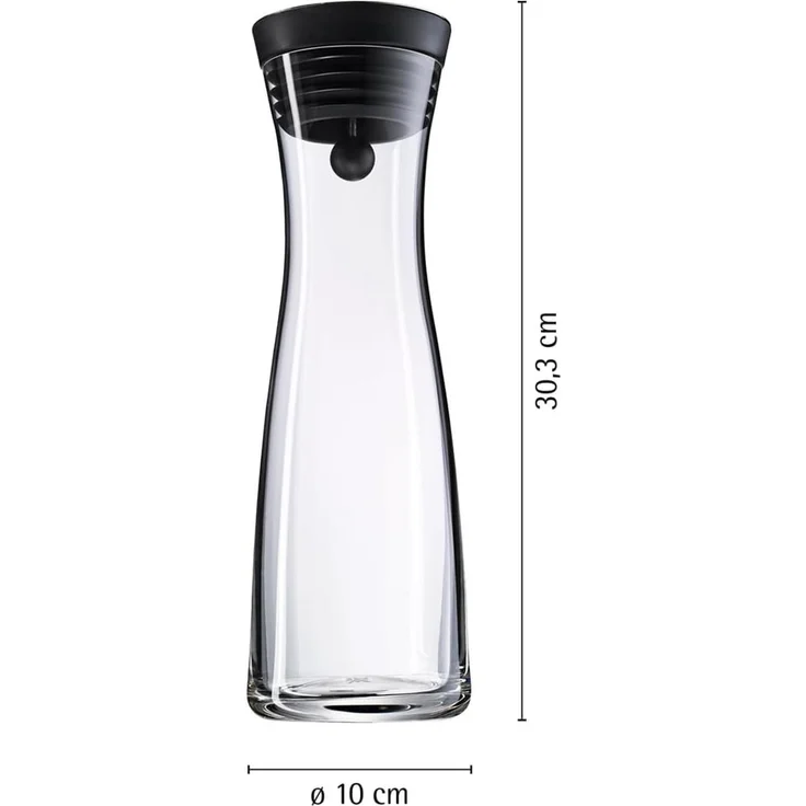 WMF Wasserkaraffe Basic, (Silikondeckel mit Closeup-Verschluss, 2-tlg, 1x Karaffe Glas mit Deckel, 1x Reinigungsbürste), (V 1,0l, Höhe 30,2 cm, Ø 8,8 6,0 9,5 cm) – Bild 9
