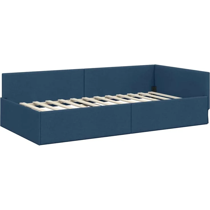 vidaXL Eckbettgestell mit Matratze 2 stk. Blau 100 x 200 cm Stoff 3393612 – Bild 6