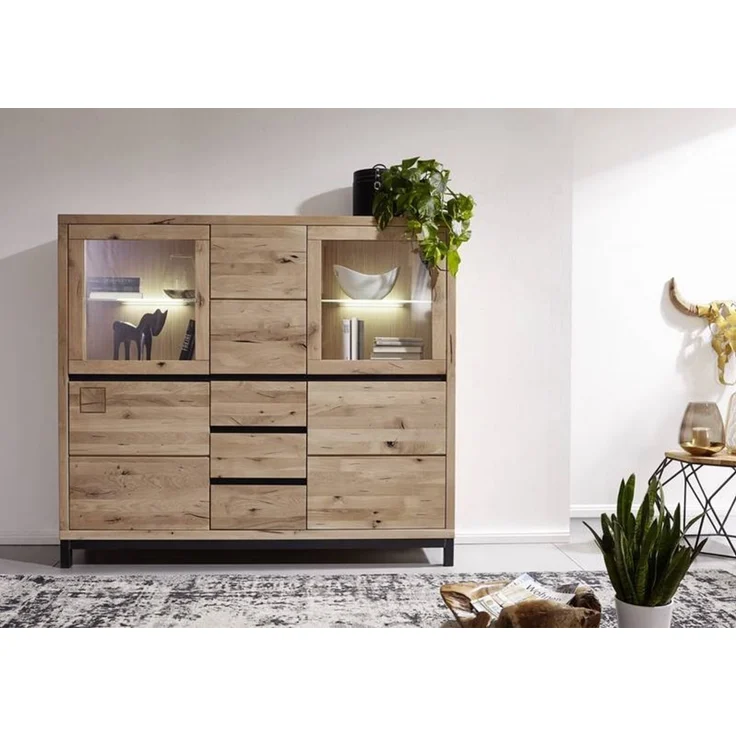 Highboard Wildeiche 166x40x148 bianco geölt VILLANDERS #207 – Bild 2