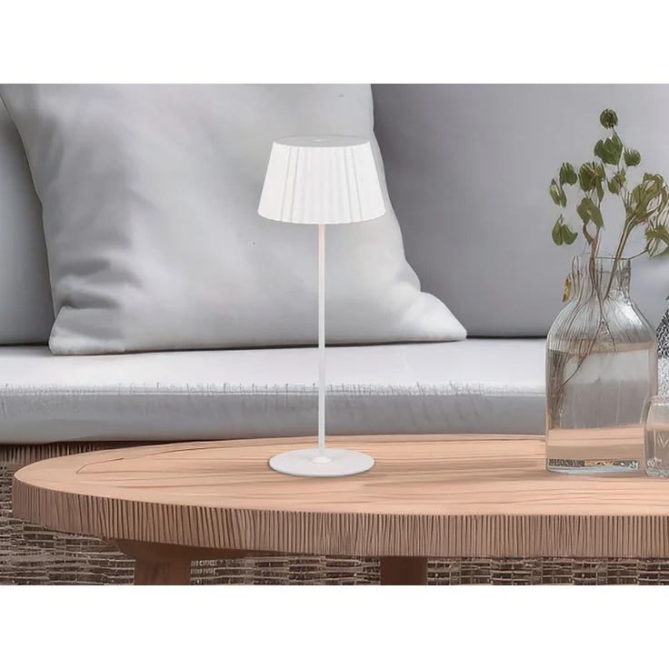 SET: Kleine Akku Stehlampe 123cm & Tischlampe 39cm für Outdoor kabellos Weiß – Bild 9