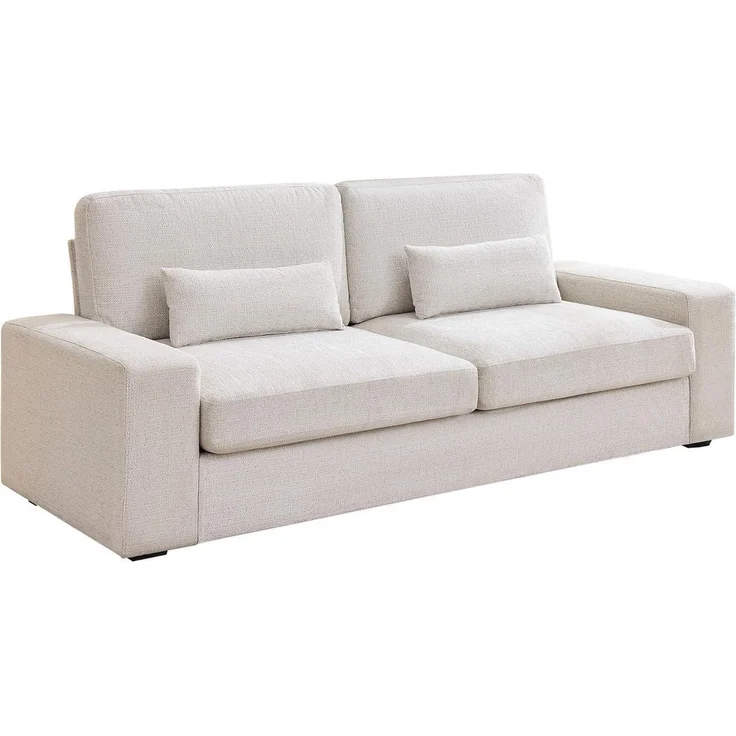 Sofa 220 cm 3-Sitzer 59 cm Sitztiefe Beige Chenille – Bild 8