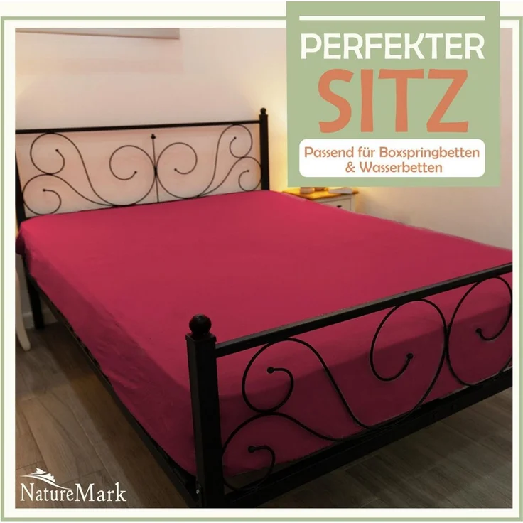 NatureMark - Mikrofaser SPANNBETTLAKEN zum Sparpreis! viele Größen und Farben Markenware (90x200-100x200 cm, Bordeaux rot) – Bild 2