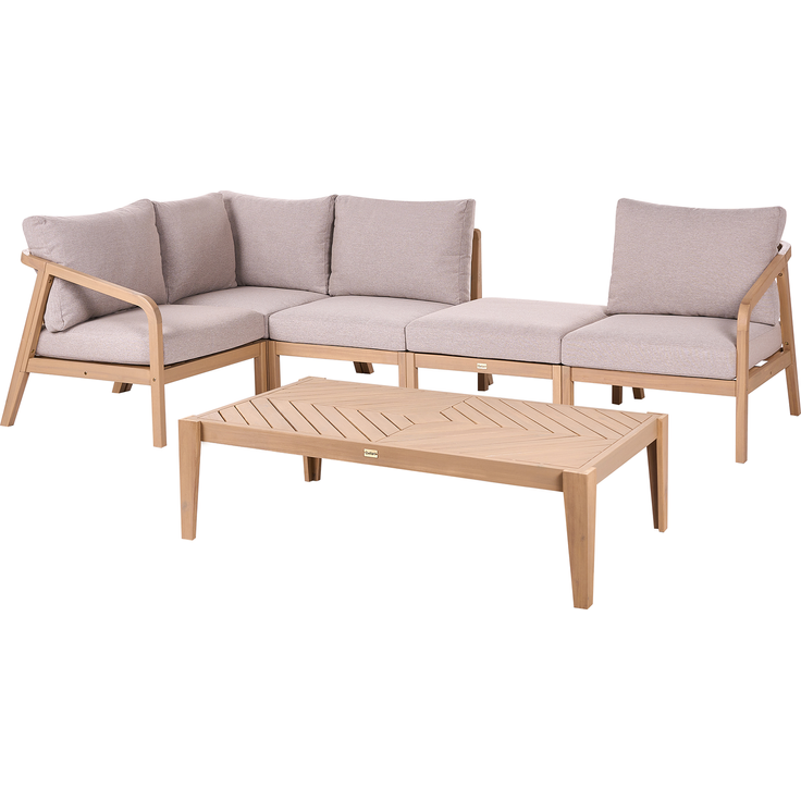 Garten Ecksofa mit Tisch 5-Sitzer RIVELLO modular Akazienholz Hellbraun