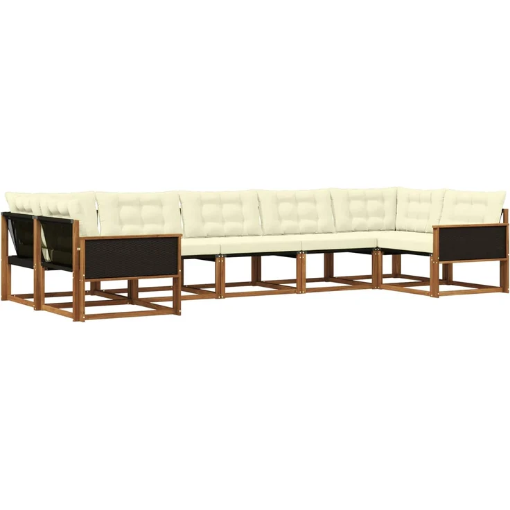 vidaXL Outdoor-Sofagarnitur mit Kissen 7 pcs Natur und Creme 3381654 – Bild 1