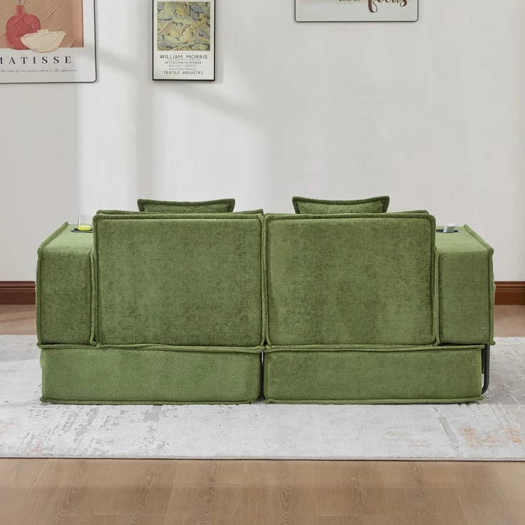 ZUBALIYA Schlafsofa 78x66 cm, mit Stauraum, mit Chenille - Bezug, mit breiten Armlehnen, modular aufgebaut, mit Schaumstoffpolsterung – Bild 16