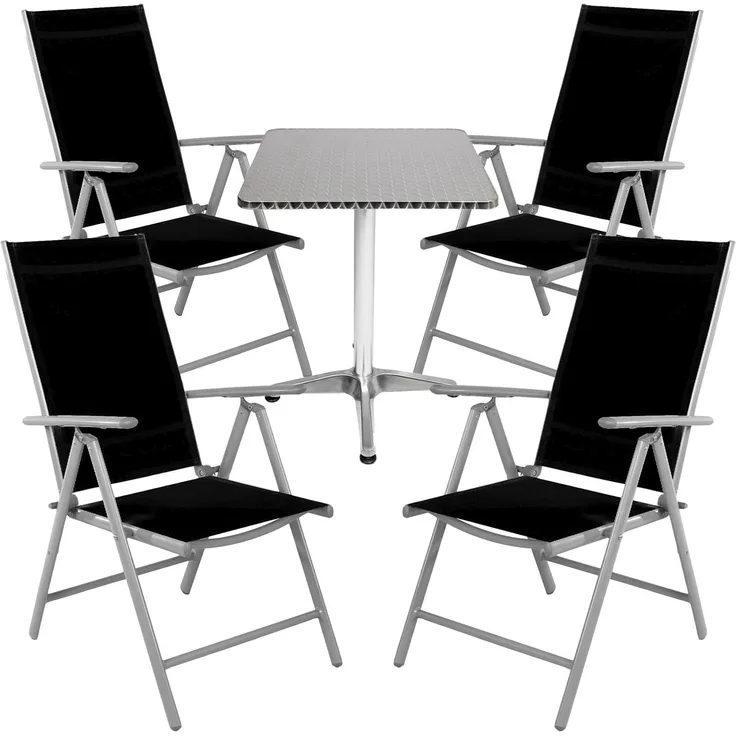 Bistrogarnitur 5-teilig Aluminium - Textilen / Schwarz