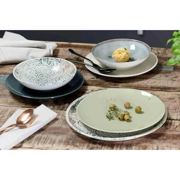 PRESOTTO Speiseteller, Grün, Keramik, Ø 26 cm, 6er Set, Spülmaschinenfest – Bild 2