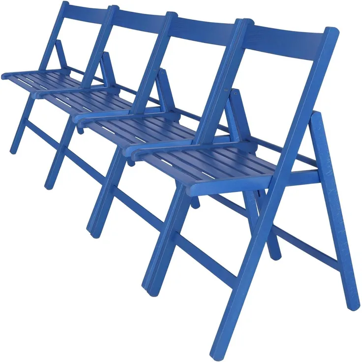 WELL HOME MOBILIARIO & DECORACIÓN Packung mit 4 Stühlen BAS aus Buchenholz, Blaue Oberfläche