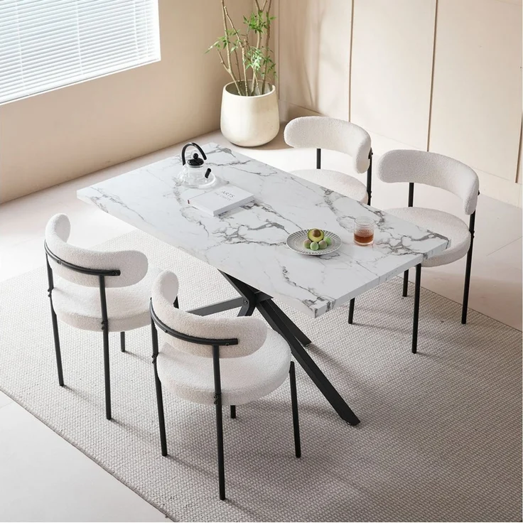 GrandCA HOME Esstisch Rechteckiger Küchentisch im Modernen Stil, aus MDF (1-St), 140 x 80 cm, Weiß – Bild 3