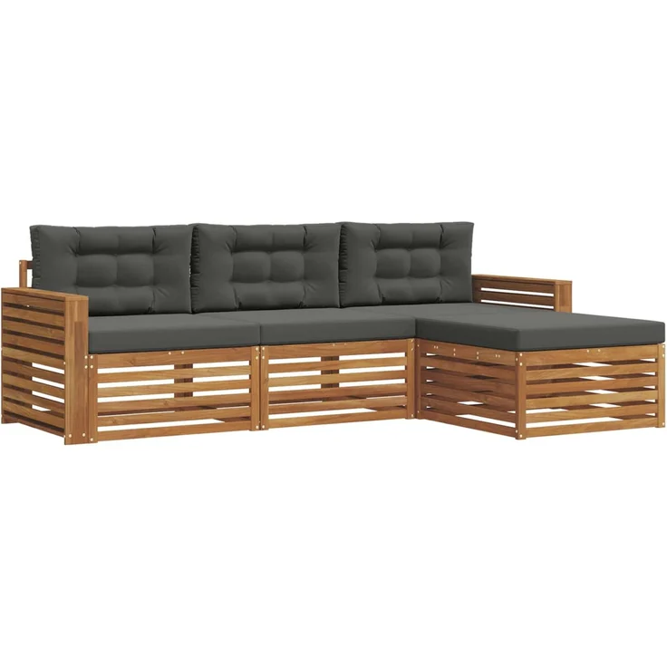vidaXL Outdoor-Sofagarnitur 4 stk. 3-Sitzer Natur und Anthrazit 3373267 – Bild 2