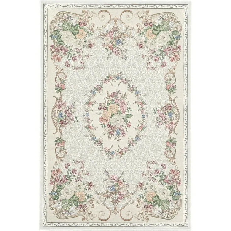 THEKO Teppich Flomi Floral, rechteckig, Höhe: 3 mm, gewebt, Blumen Design, ideal im Wohnzimmer & Schlafzimmer