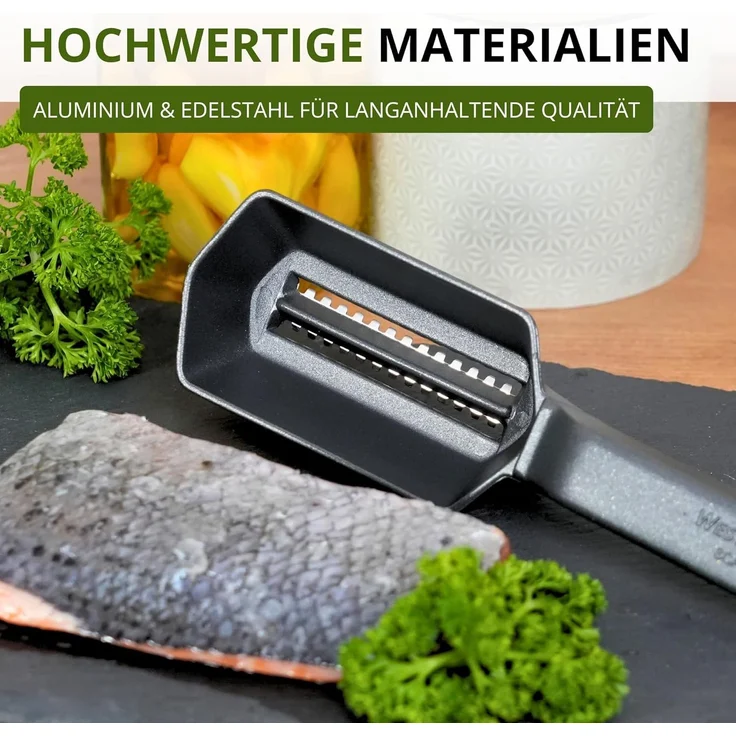 WESTMARK Fischbesteck »Scalex« Black Edition, Entschupper, Aluminium, Edelstahl, griffige Haptik – Bild 6