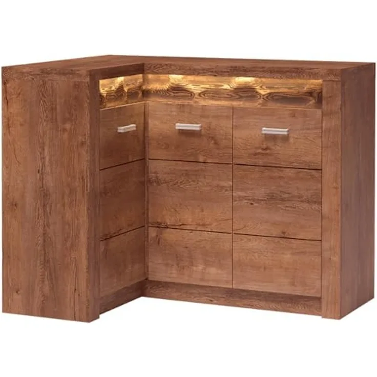 Lomadox Kommode INGENIO-161, Eckschrank Sideboard Wohnzimmerschrank modern Esche in braun