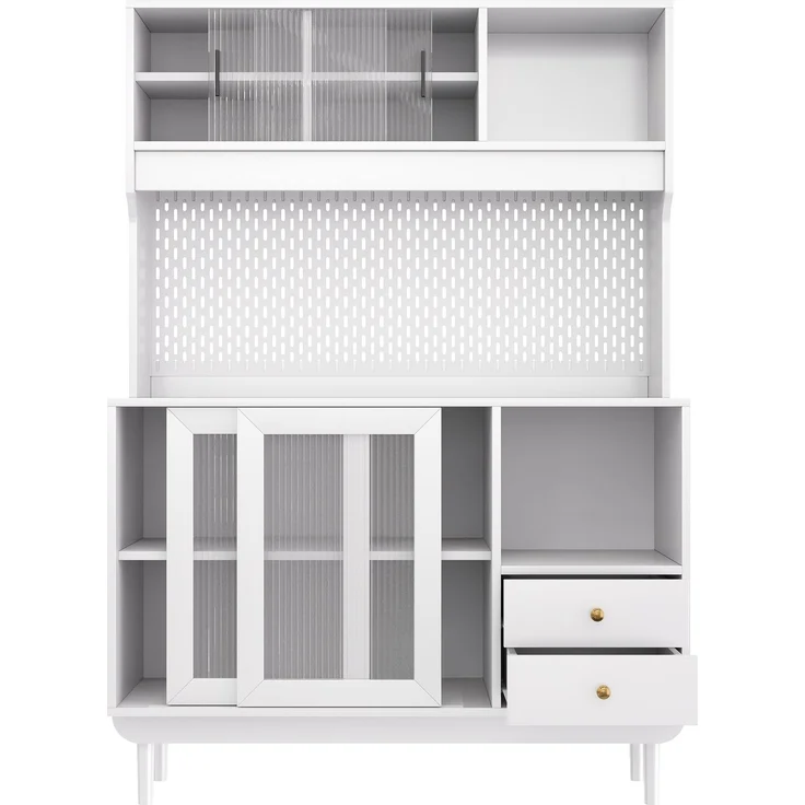 ZUBALIYA Hängeschrank (117 x 30 x 170 cm), 2 Türen, Schiebetüren, Stauraum für Wohnbereich, Küche oder Bad entsprechend dem Aufstellort, Weiß – Bild 10