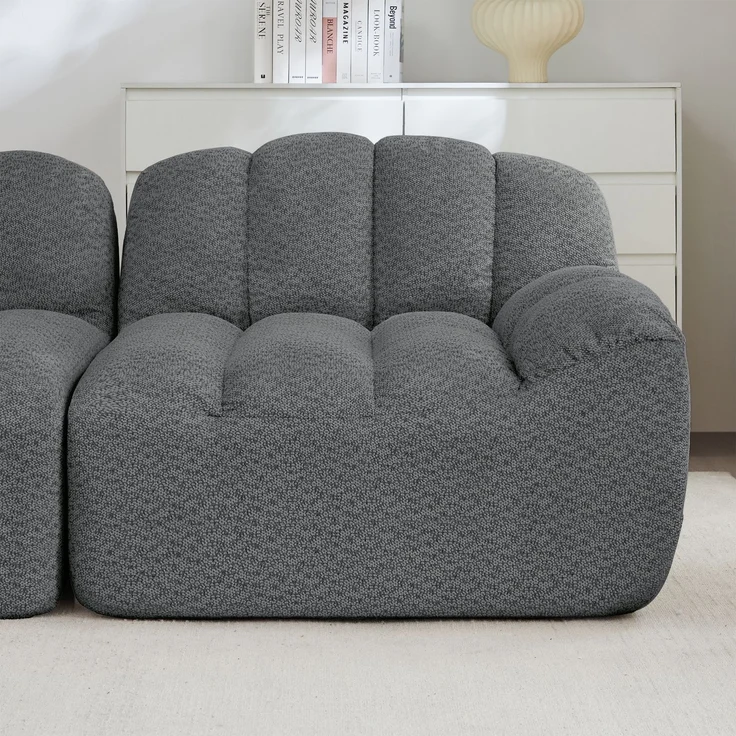 EINHOM 3-Sitzer Modulares Sofa, Boneless Design aus 32D Hochdichtschaum, tiefe Sitzfläche, ideal für Wohnzimmer, weicher Stoff, Grau – Bild 7