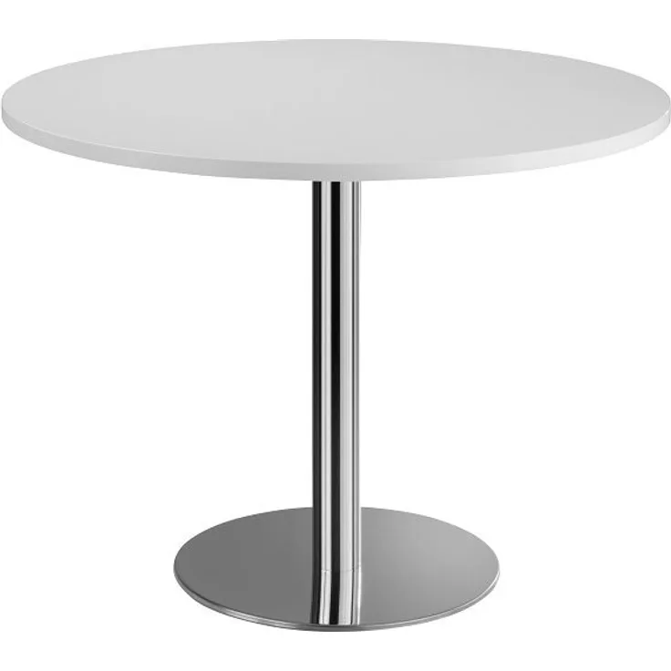 Runder Besprechungstisch STF10 100cm Weiß Gestell:Chrom