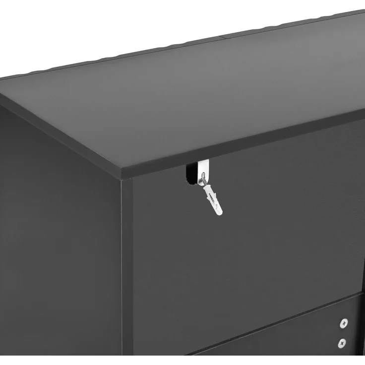 DESVIAE Sideboard Schwarz aus MDF/Spanplatte – 120x80x35,5 cm – 3 Türen, verstellbare Einlegeböden – Bild 9