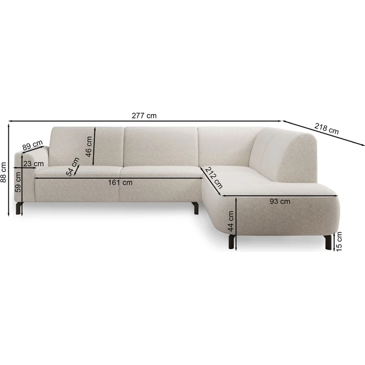 Selsey 'Lununa' Ecksofa mit Armlehne, Bouclé, Ottomane rechts, Creme – Bild 5