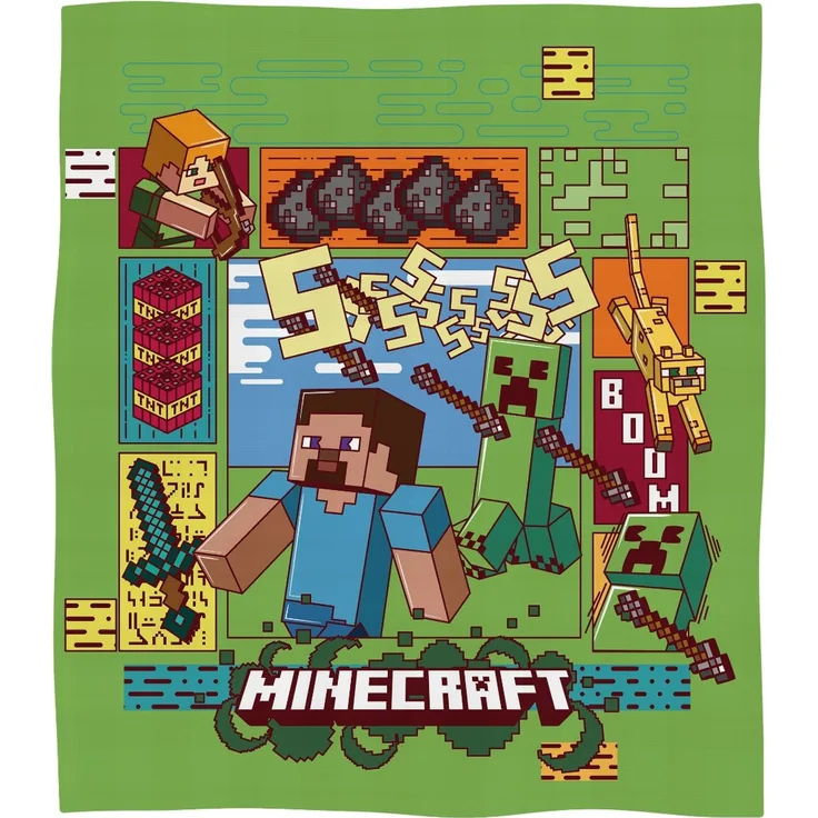 Minecraft Korallenfleece Decke 130x170 cm Kuscheldecke weich Wohndecke