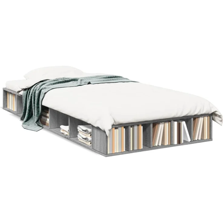 vidaXL Bettgestell Grau Sonoma 75x190 cm Holzwerkstoff 3280536 – Bild 2