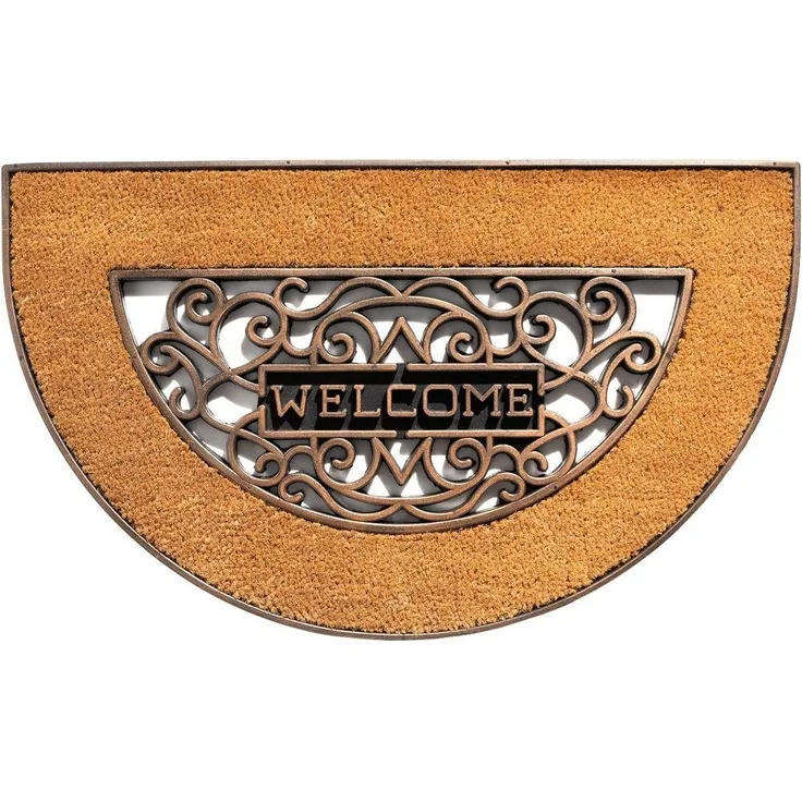 matches21 HOME & HOBBY Fußmatte Kokosmatte Welcome Spruch halbrund natur als aussen Sauberlaufmatte, halbrund, Höhe: 15 mm, Rutschfeste Kokos-Türmatte als Outdoor Schmutzfangmatte 45x75 cm