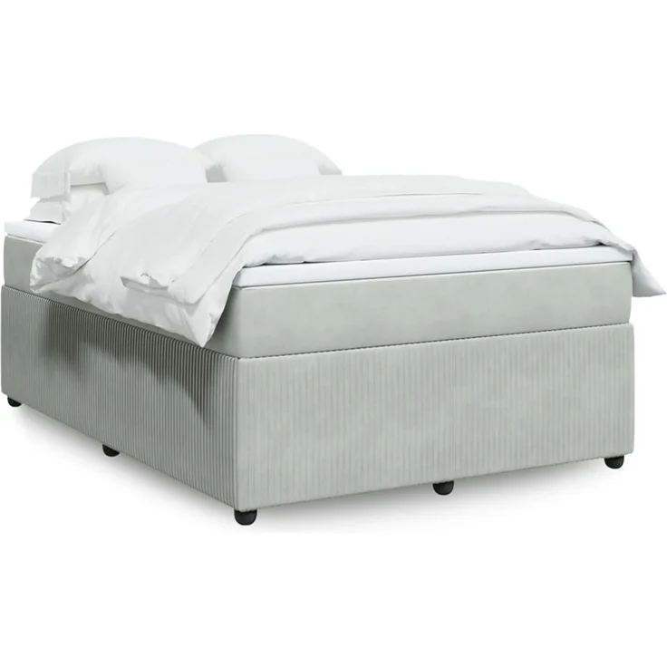 vidaXL Boxspringbett mit Matratze Hellgrau 140x190 cm Samt 3285638 – Bild 1