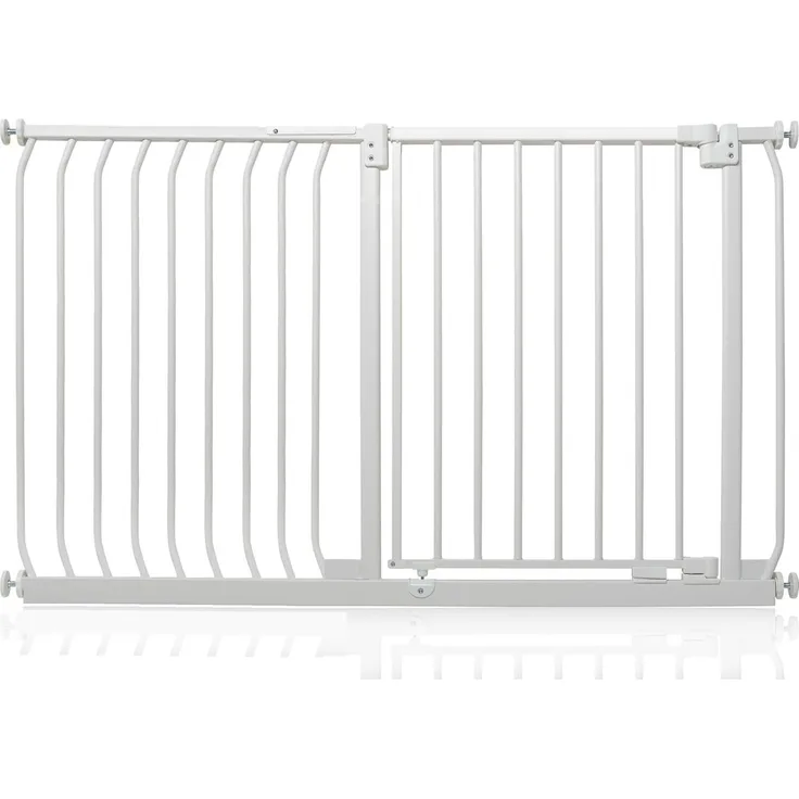 Safetots Elite Sicherheitsschutzgitter, 134cm - 143cm, Mattweiß, Treppenschutzgitter mit Druckmontage, Sicherheitsbarriere, Einfache Installation