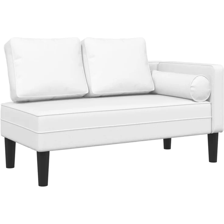 vidaXL Chaiselongue mit Kissen, Weiß Kunstleder, 116,5 x 62 x 57,5 cm – Bild 2