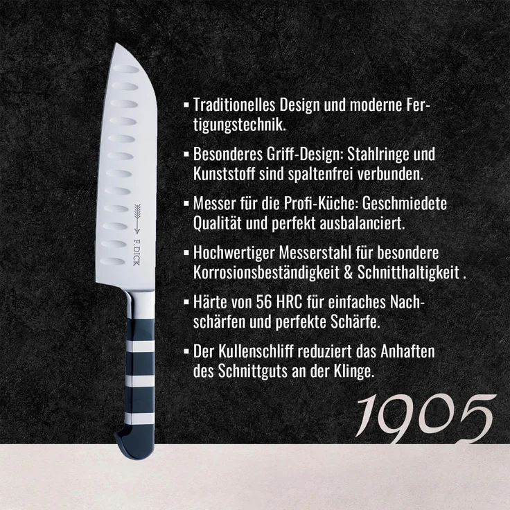 Santokumes. KS 18cm 1905 mit Kullenschliff – Bild 3