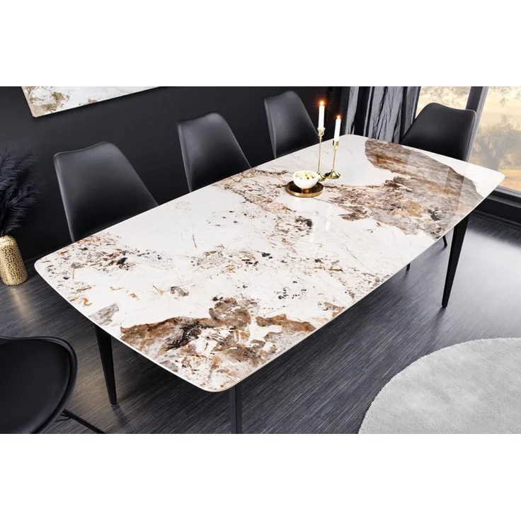riess-ambiente Esstisch MILANO 180cm weiß-braun / schwarz (Einzelartikel, 1-St), Keramik · Naturstein-Design · Metall · bis 8 Personen · Modern – Bild 4