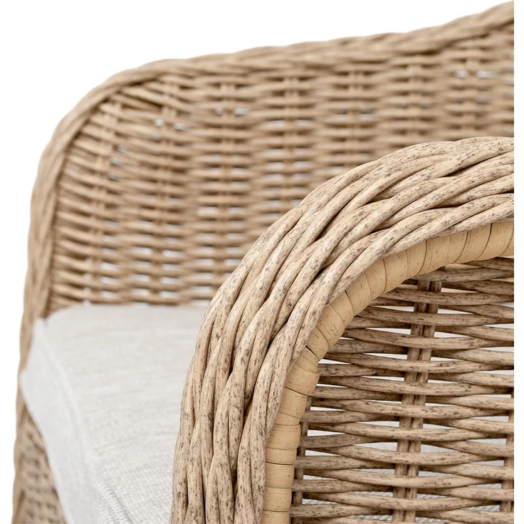 2er Set Sessel BELLA rundes Polyrattan Natural Gartensessel Armlehnsessel – Bild 4