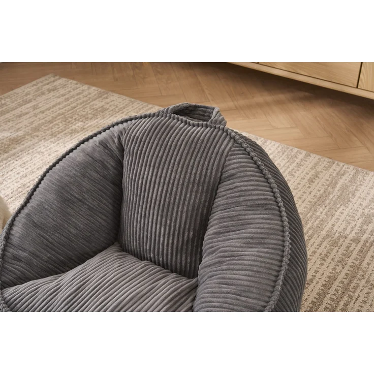 Sitzsack 69cm×72cm×51cm in Grau – aus Cord mit ergonomischer Form für Kinderzimmer und Spielecke – Bild 7