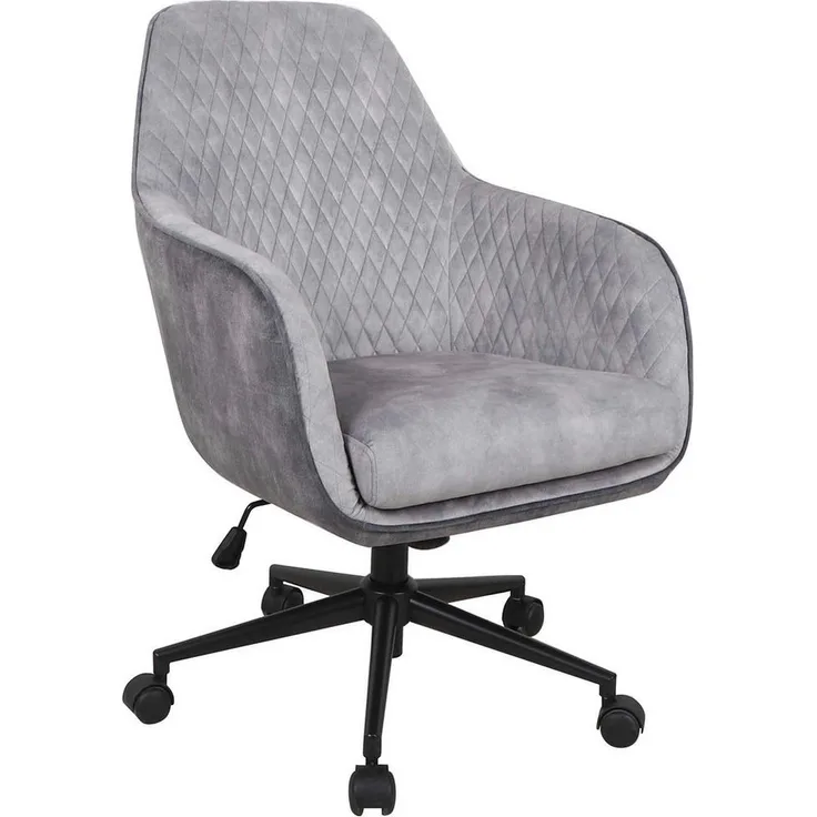 Novel Drehstuhl, Hellgrau/Dunkelgrau, Metall/Textil, 360° drehbare Sitzfläche, gepolsterte Armlehnen, Arbeitszimmer, 63x93-98x71 cm