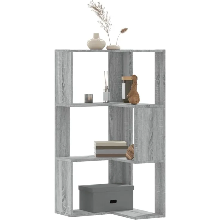 vidaXL Eck-Bücherregal 3 Böden Grau Sonoma 50x50x102 cm Holzwerkstoff 852596