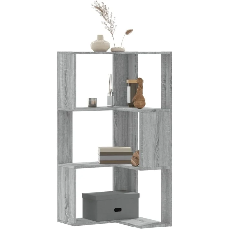 vidaXL Eck-Bücherregal 3 Böden Grau Sonoma 50x50x102 cm Holzwerkstoff 852596 – Bild 1