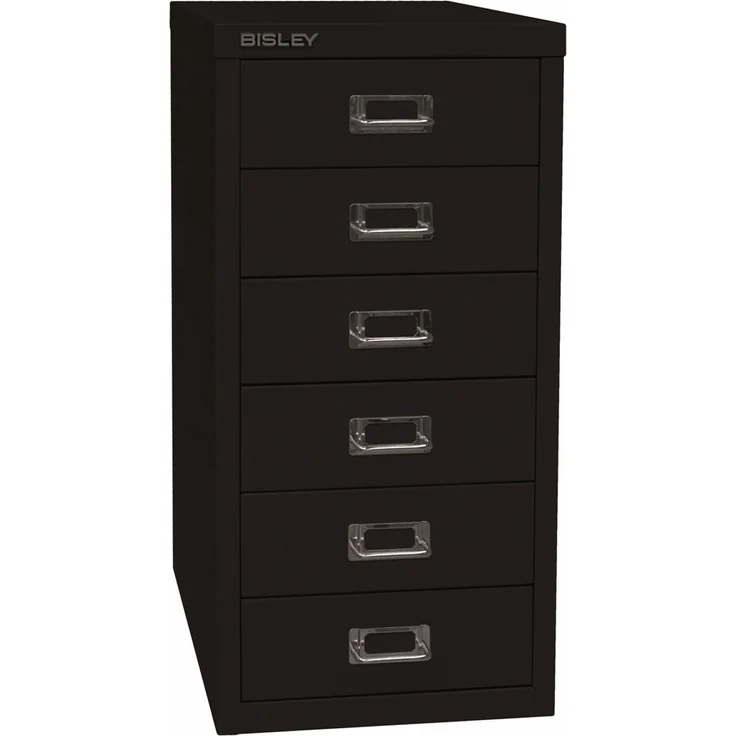 Bisley Multidrawer Schubladenschrank aus Metall mit 6 Schubladen DIN A4 ohne Sockel - Farbe: Schwarz, L296-633 – Bild 1