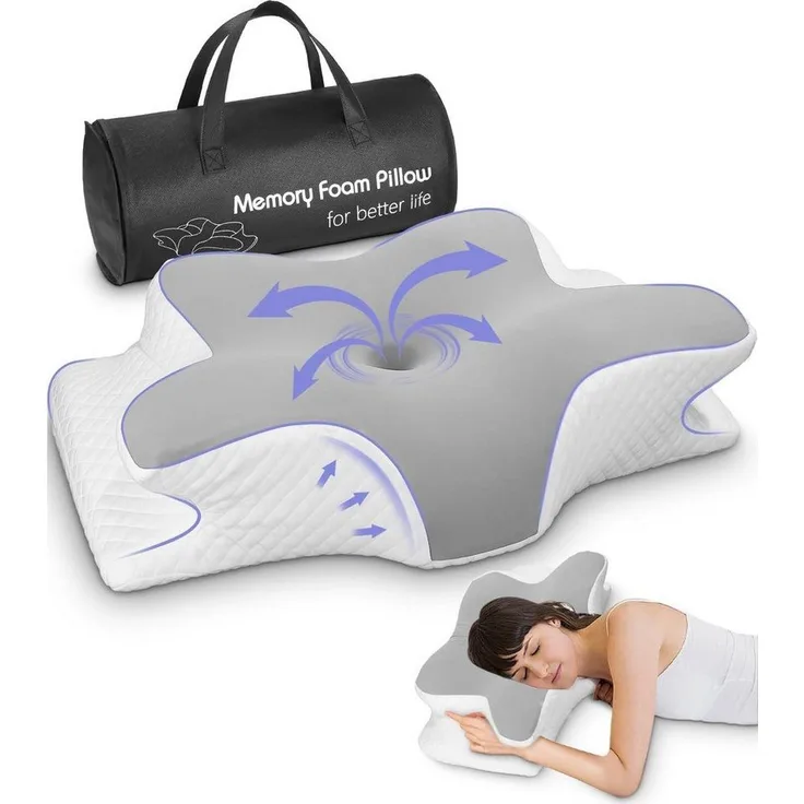 SinLaw Nackenstützkissen Schlafkissen,Ergonomisches Orthopädisches Kissen für optimalen Halt, Füllung: Polyester, Seitenlage, Rückenlage, Bauchlage, Kissen für Seiten-, Rücken- und Magenschläfer