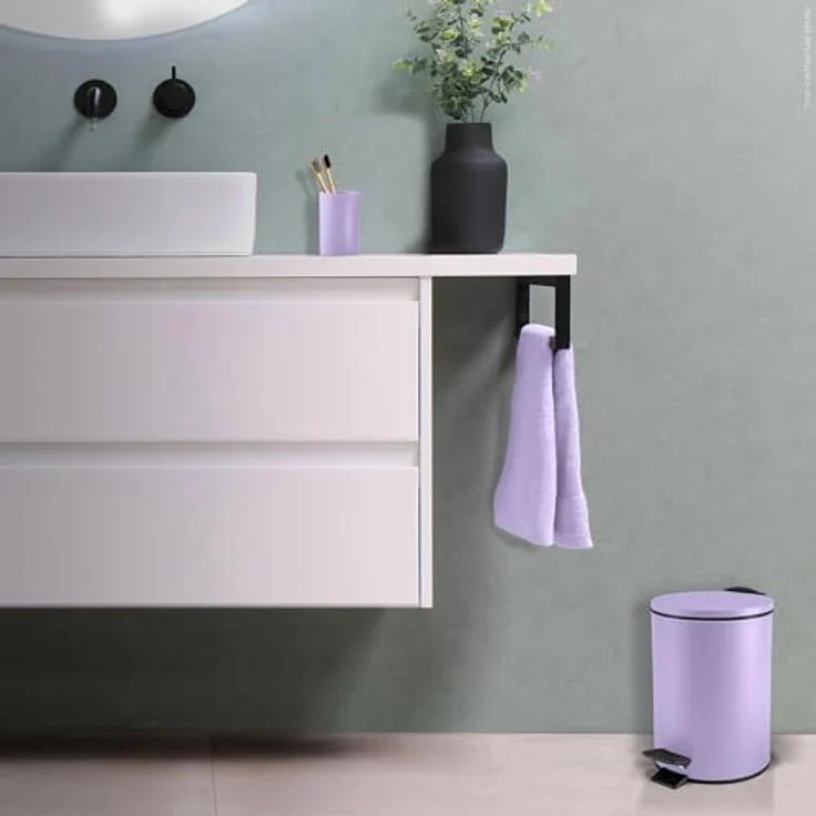 Spirella Adelar Treteimer – Mattstahl – Geräuschloser Schließmechanismus – Anti-Fingerabdruck-Beschichtung – Modernes und elegantes Design – Mattlavendel – 3 l – Bild 3